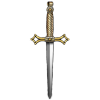 A dagger suspended from a black cordon
