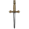 A dagger with a hilt of gold and a blade of silver