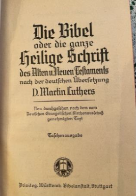 Picture of the German bible cover page